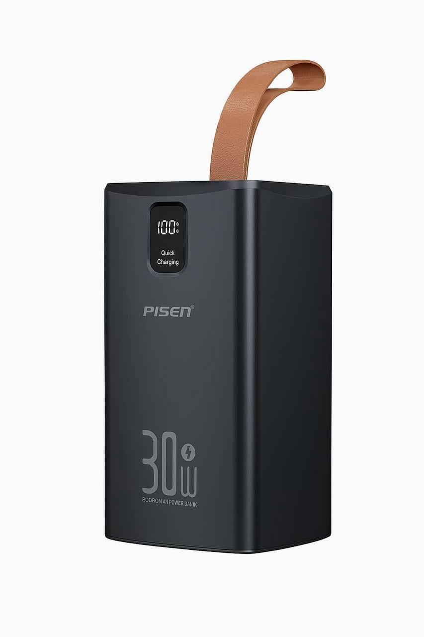 Павербанк PISEN 30W 60000 mAh с LED фонарем PD 3.0, QC
