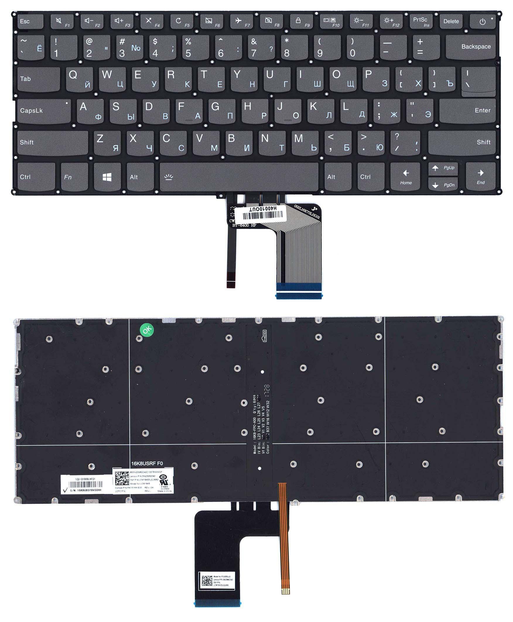 Клавиатура для ноутбука Lenovo Yoga 720-13ISK с подсветкой Light Black