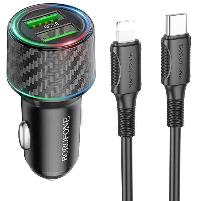 Автомобильное зарядное устройство Borofone BZ21 Brilliant 48W PD30W+QC3.0 1Type-C/1USB/Type-C to Lightning Черный (00000064383_1) Автомобильное зарядное устройство Borofone BZ21 Brilliant 48W PD30W+QC3.0 1Type-C/1USB/Type-C to Lightning Черный (00000064383_1)