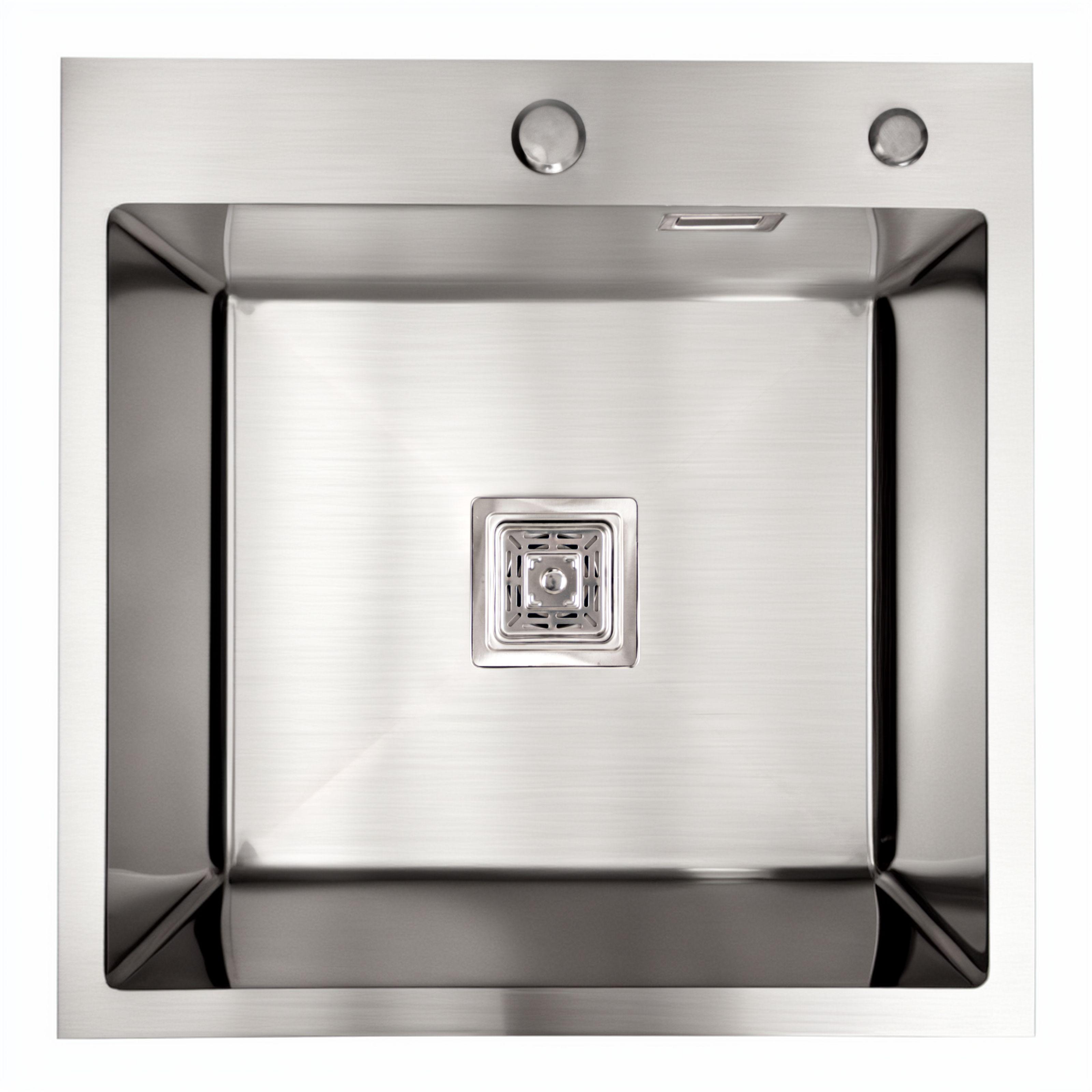 Мойка кухонная Platinum PLS-A36993 квадратная глянцевая из нержавеющей стали 500x500 мм (193857)