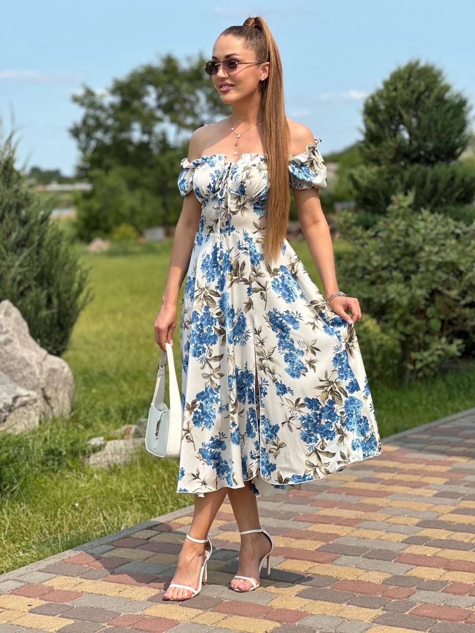 Платье женское миди Maybel из шелка Армани Цветочный принт (2635558335) - фото 2