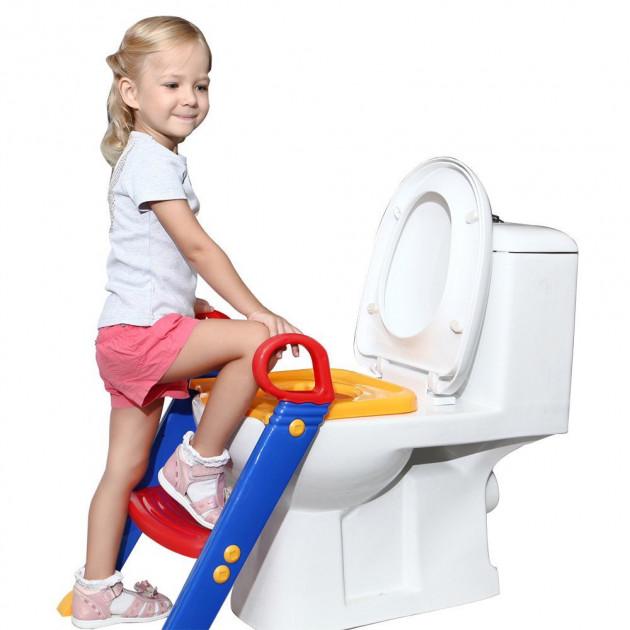 Дитяче сидіння універсальне для туалету з ручками і сходинками Children’s Toilet Trainer - фото 2