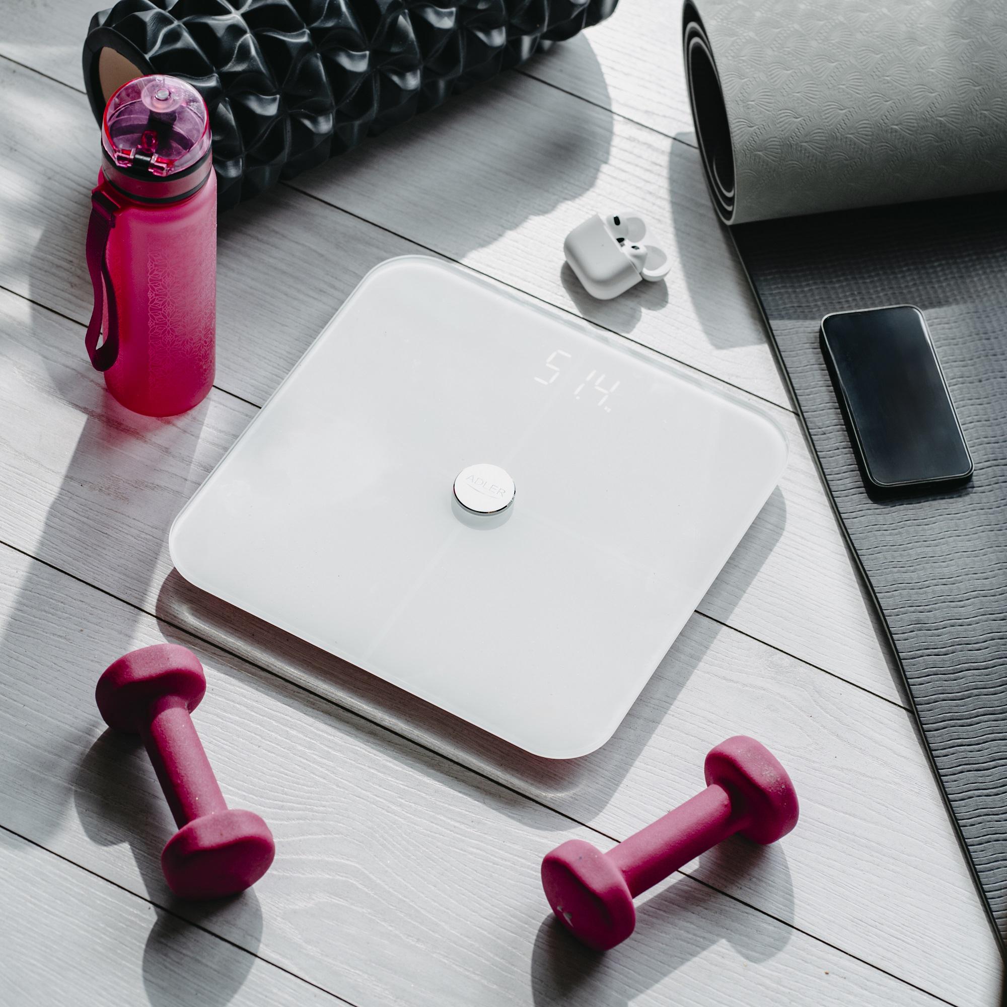 Весы напольные аналитические Adler AD 8187 Smart приложение FitGo White - фото 8