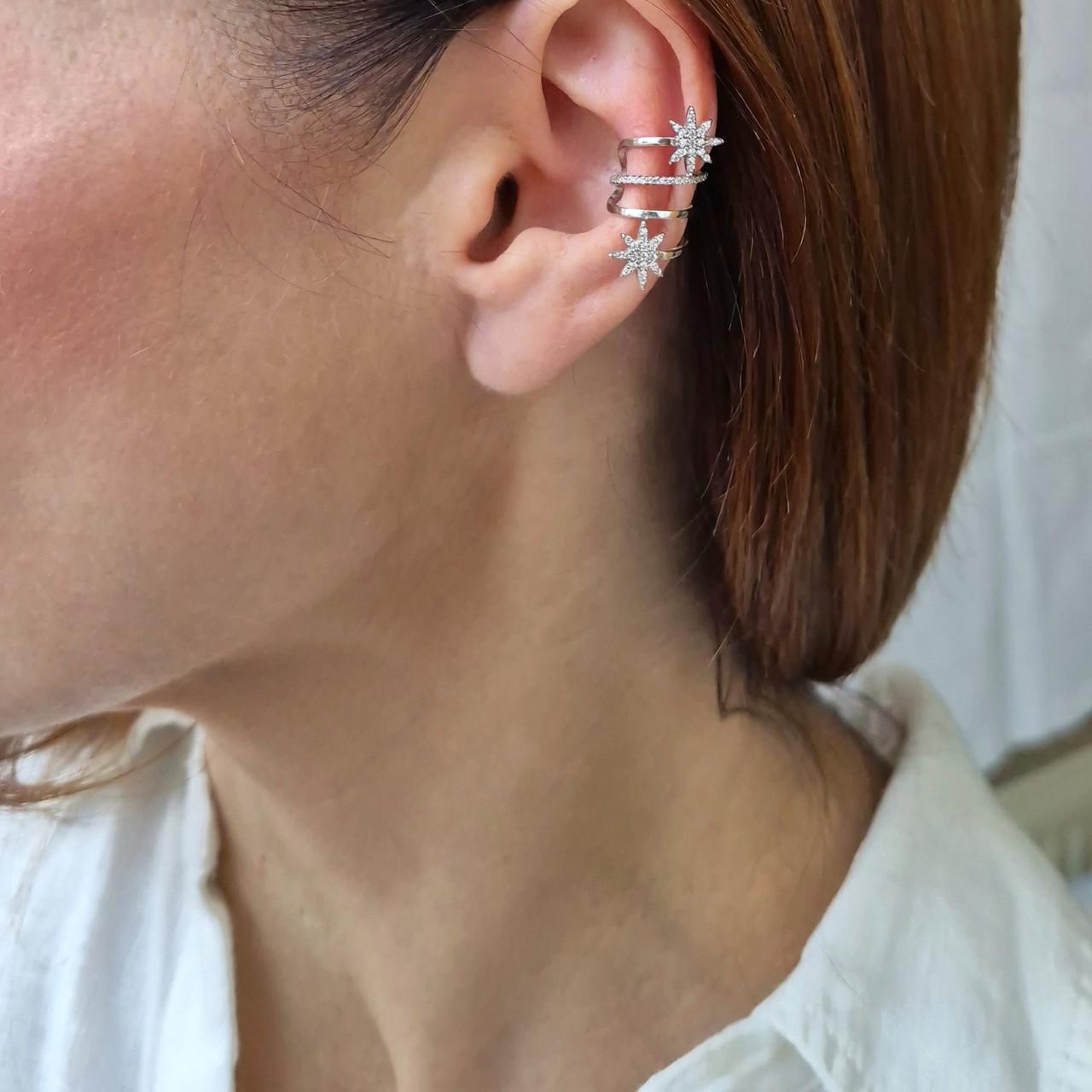 Сережка обманка на хрящик зірки в каменях срібло 925 проби родоване 1,60 г (2419r) - фото 5 Сережка обманка на хрящик зірки в каменях срібло 925 проби родоване 1,60 г (2419r) - фото 5