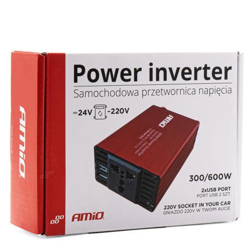 Преобразователь напряжения AMiO PI04 24 В/230 В 300 Вт/600 Вт 2xUSB - фото 2 Преобразователь напряжения AMiO PI04 24 В/230 В 300 Вт/600 Вт 2xUSB - фото 2