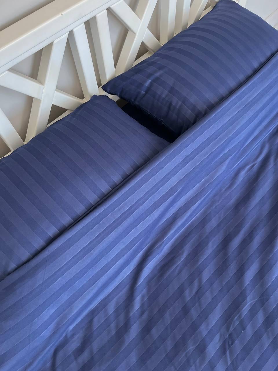 Комплект постельного белья ZHN полуторный страйп сатин 150х220 см Темно-синий - фото 3 Комплект постельного белья ZHN полуторный страйп сатин 150х220 см Темно-синий - фото 3