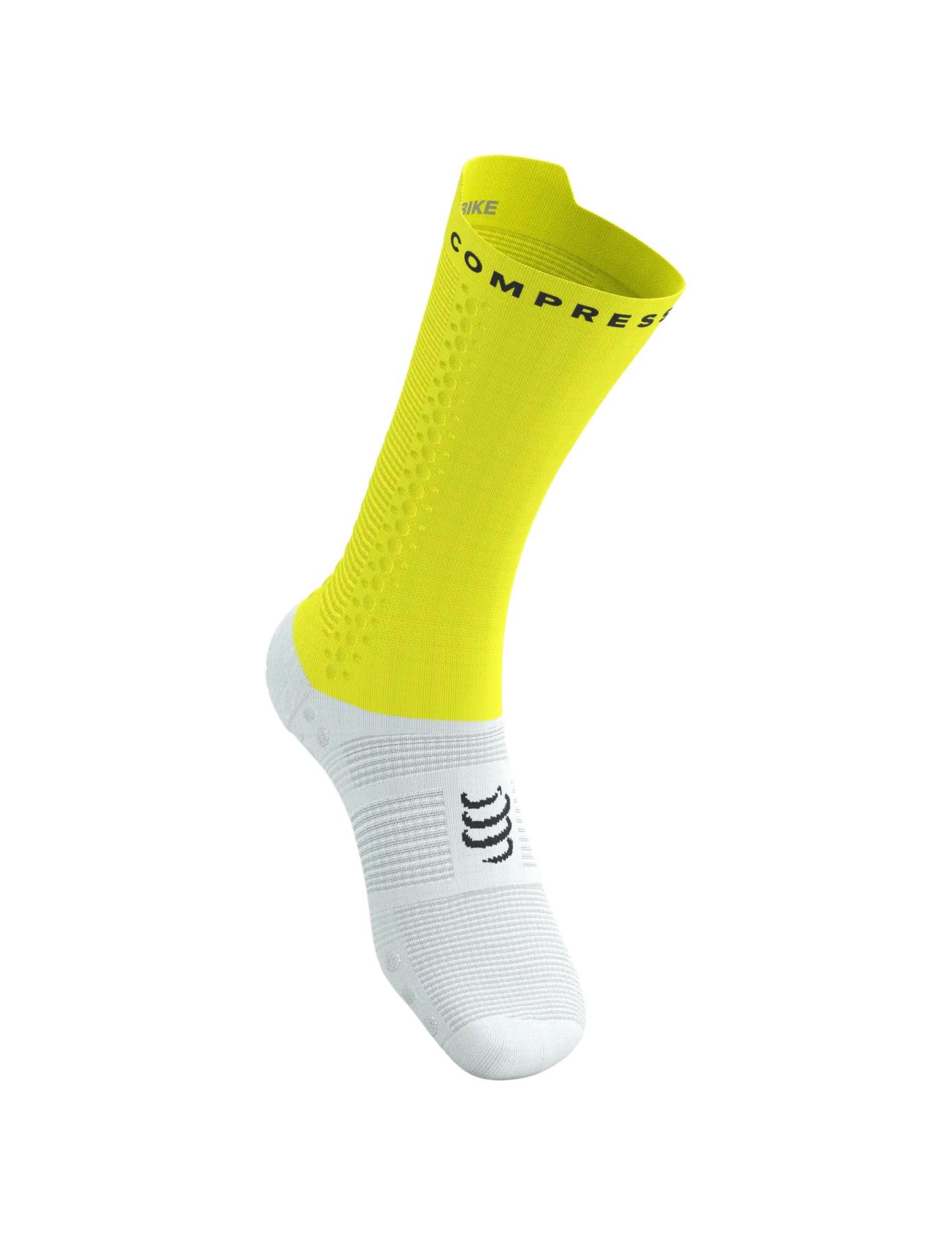 Шкарпетки Compressport Pro Racing Socks V4.0 Bike T4 White/Safe Yellow (51fd6b7c) - фото 2