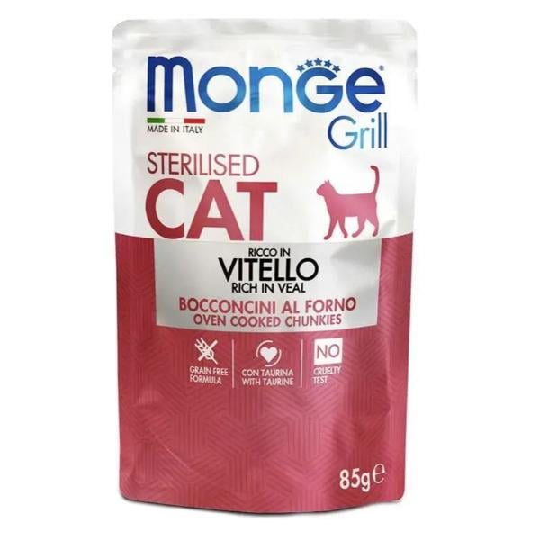 Корм для кошек Monge Cat GRILL Wet Sterilised телятина 0,085 кг (27260441)