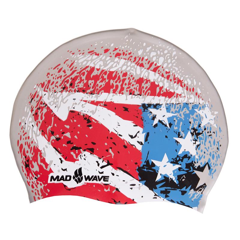 Шапочка для плавания Mad Wave USA M055303001W Сине-красный (60444180)