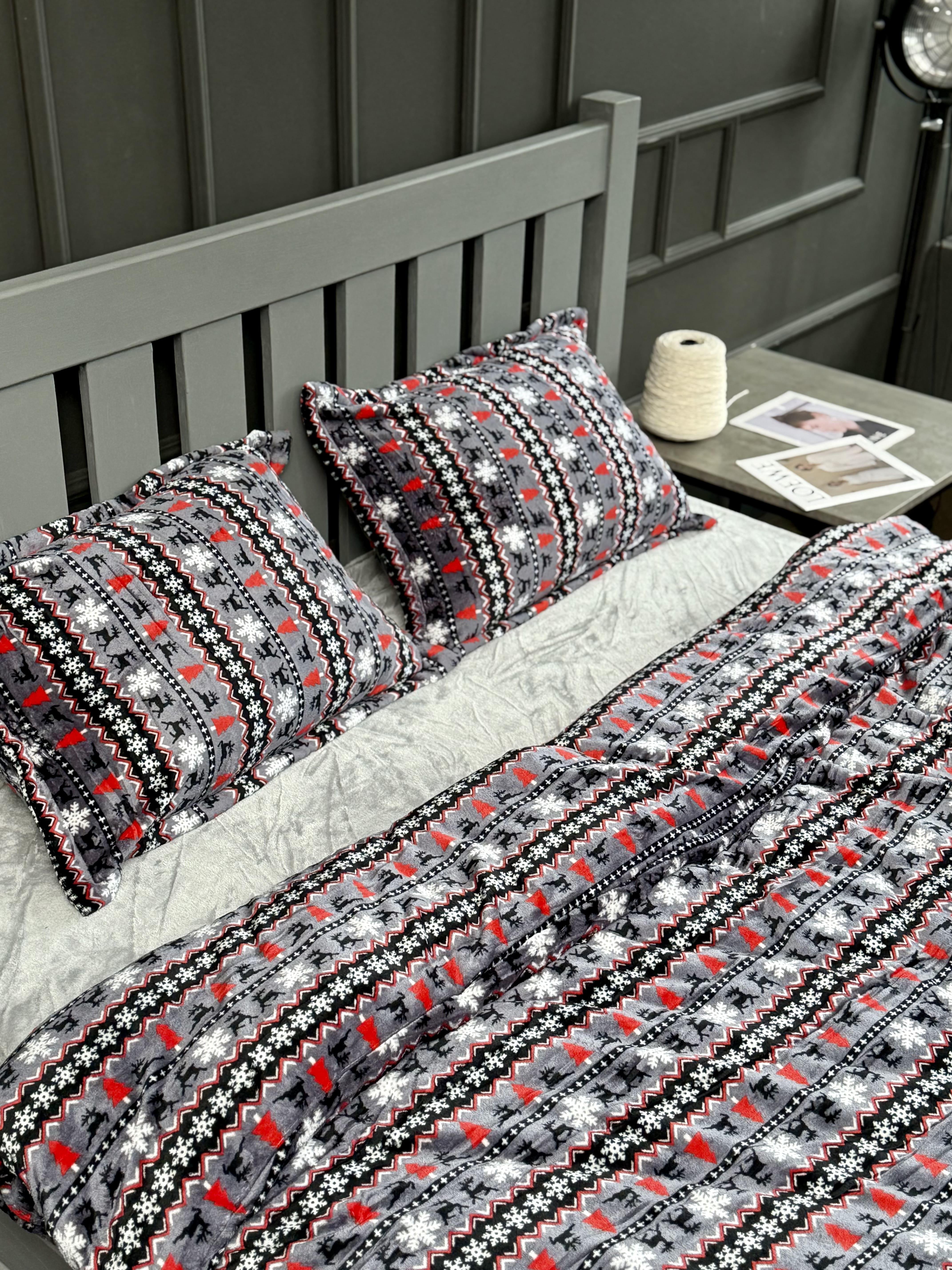 Комплект постельного белья на резинке Северная сказка плюш семейный/наволочки 50х70/70x70 см (9062) - фото 4