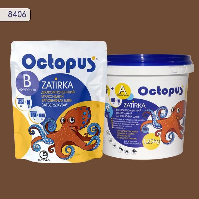 Затирка для плитки Octopus Zatirka эпоксидная 1,25 кг Орех (ZB-13)