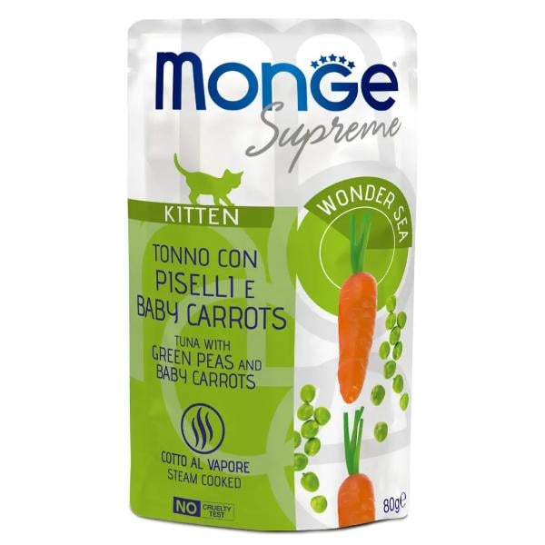 Корм для кошек влажный Monge Cat Wet Kitten тунец с зеленым горошком и молодой морковью 80 г (000025691)
