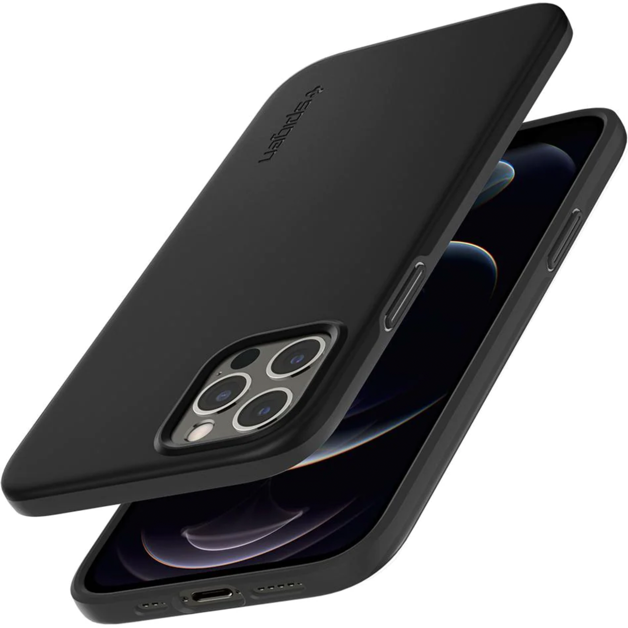 Чехол накладка Spigen Thin Fit Case for iPhone 12/12 Pro Black (ACS01696) - фото 10