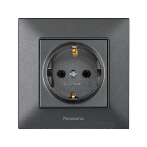 Розетка одинарная Panasonic с заземлением Серый (25598637)