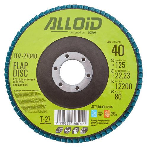 Круг лепестковый торцевой Alloid циркониевый 125 мм P40 T27 (00000061430) - фото 1