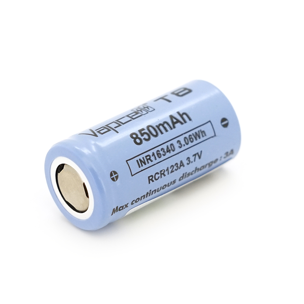 Акумулятор 16340 CR123 Li-Ion Vapcell T8 Button Top 850 mAh 3A 4,2/3,6/2,5V Фіолетовий (YUT_V7319)