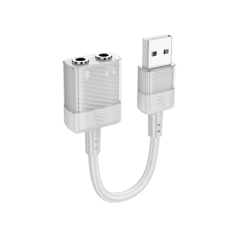 Переходник Hoco LS37 2в1 USB to 3,5 мм 15 см Grey (594516) - фото 4