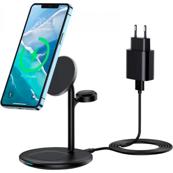 Зарядний пристрій Choetech T585-F-101-CCBK 3в1 бездротовий 15W USB-C Чорний (621729) - фото 3