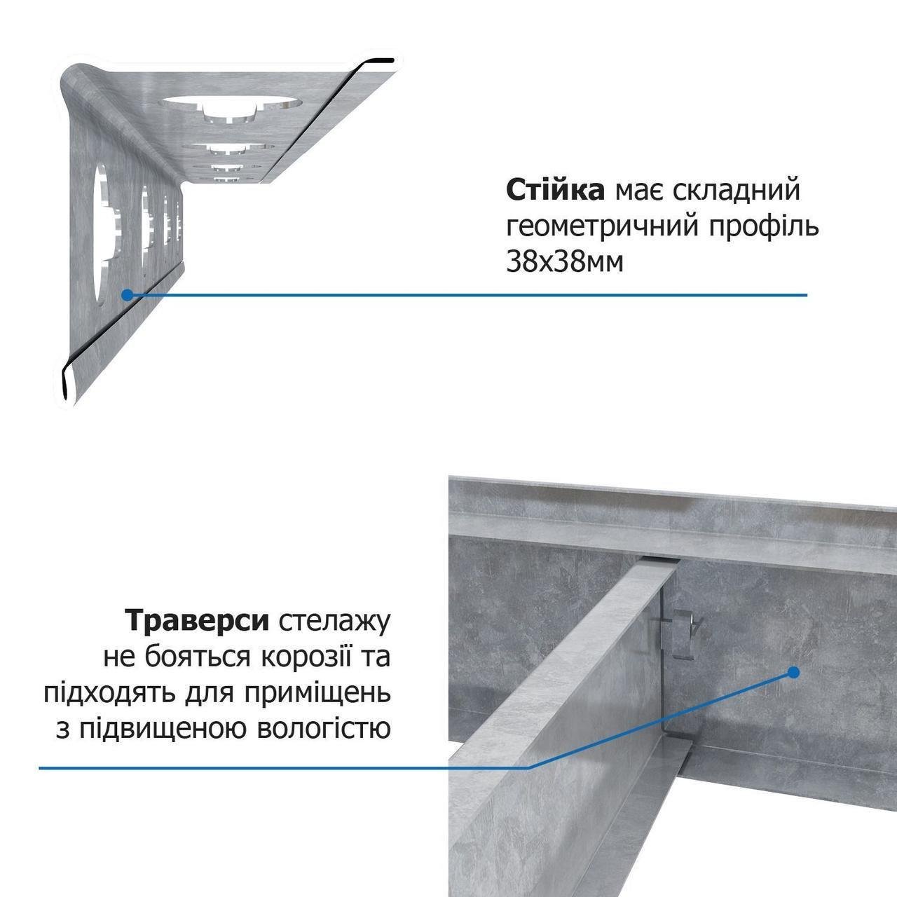 Стелаж Меткас Титан ОД 300 кг/полицю 4 полиці ДСП оцинкований металевий 1800x1600x500 мм (2423198926) - фото 10 Стелаж Меткас Титан ОД 300 кг/полицю 4 полиці ДСП оцинкований металевий 1800x1600x500 мм (2423198926) - фото 10