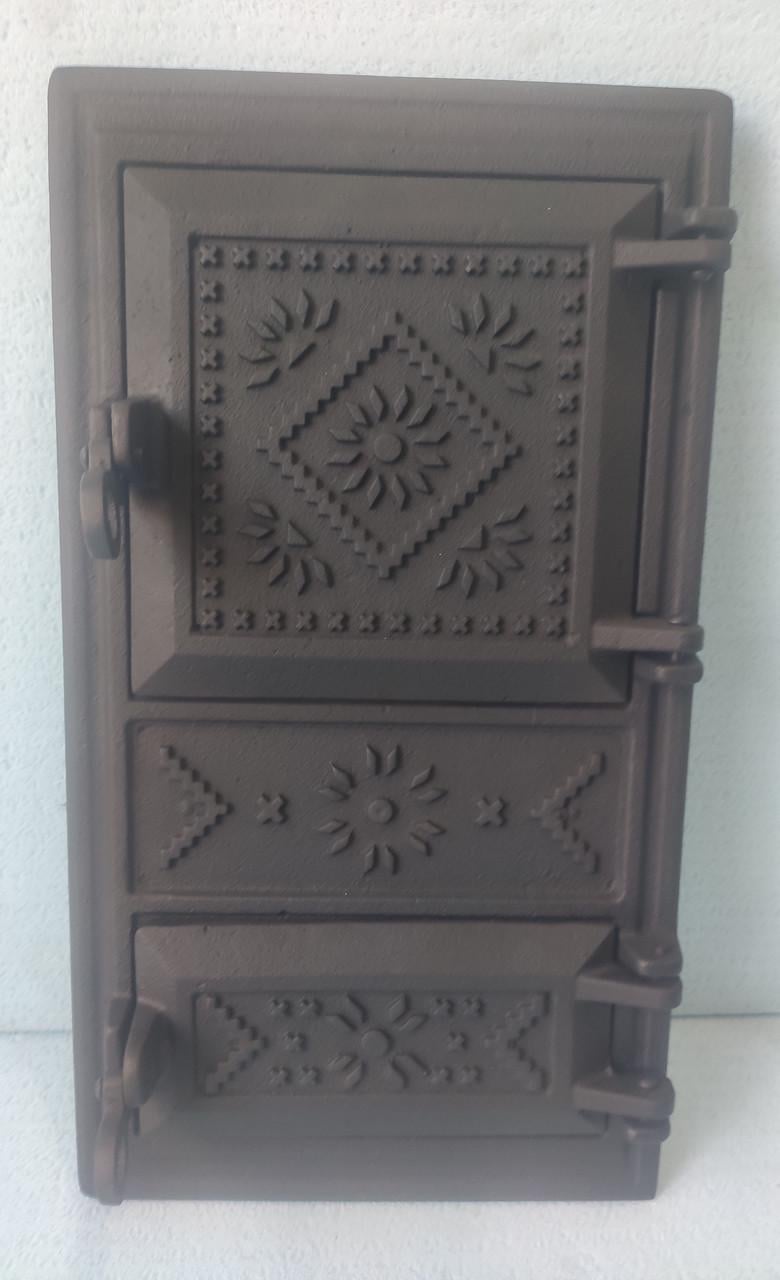 Дверь спаренная сплошная вышиванка крашеная