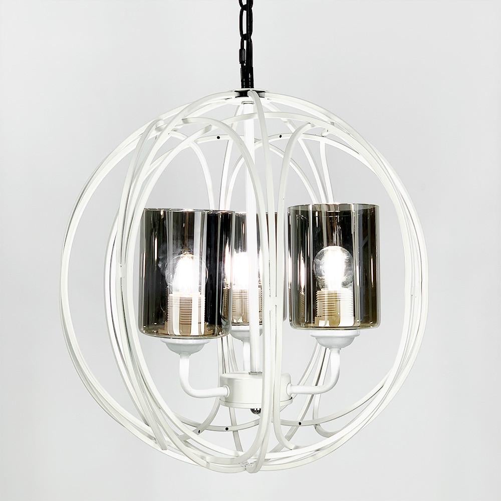 Люстра Лофт формы плетеный шар на 3 лампы Белый/Графит (160/3 WT AM/GR_107)