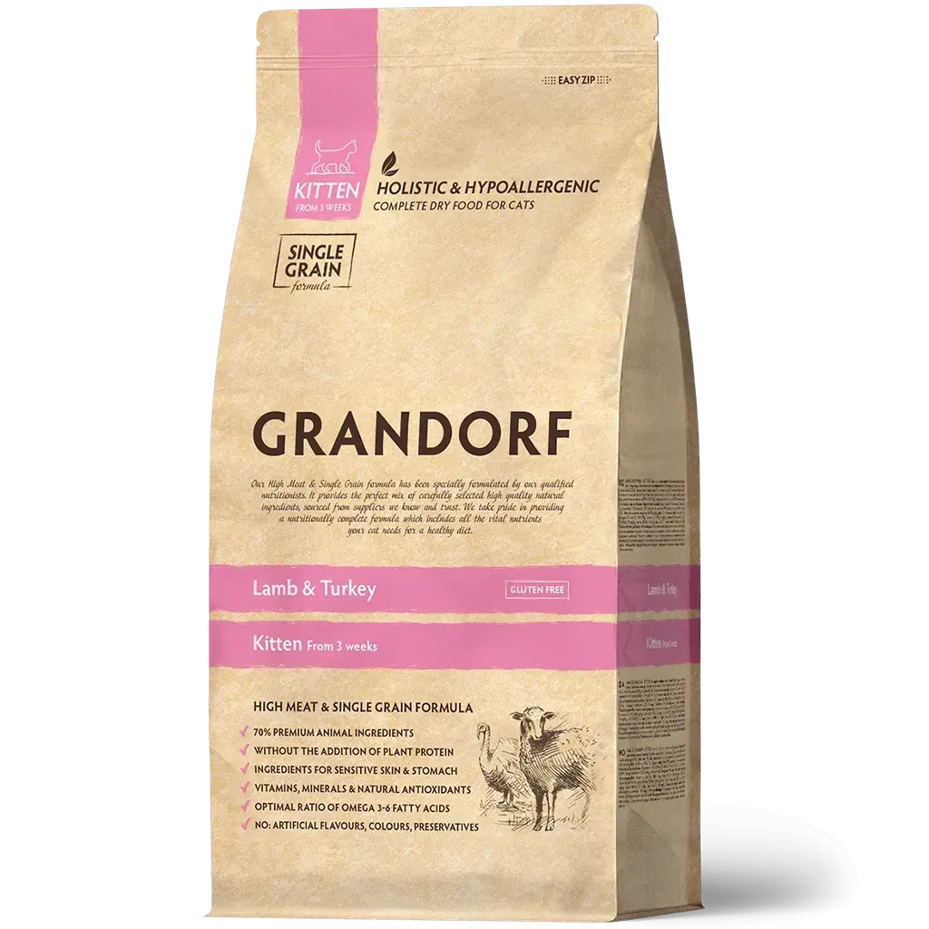 Корм для кошек сухой Grandorf Lamb & Turkey Kitten с ягненком и индейкой 0,4 кг