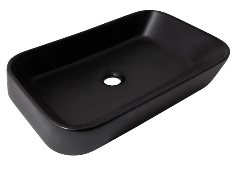 Раковина накладная Qtap Scorpio 550х390х120 мм прямоугольная без донного клапана Matt Black (QT14112243MBN)