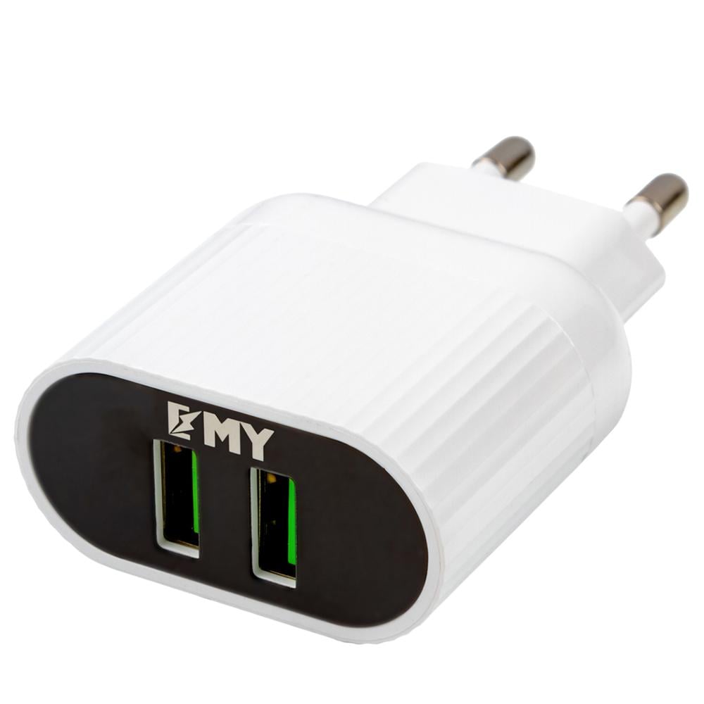 Мережевий зарядний пристрій Emy MY-A202 2USB 2.4 А 12 Вт з кабелем Lightning White (MY-A202-LW)