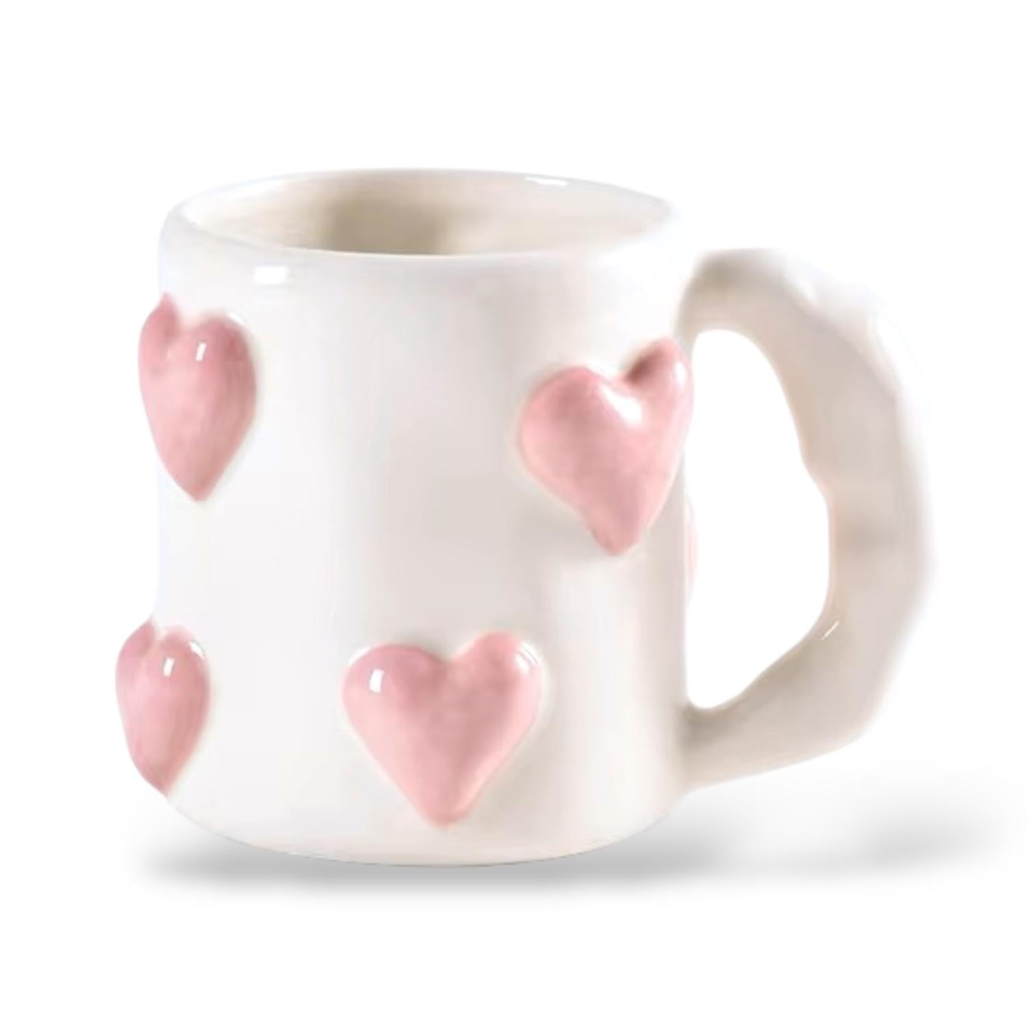 Чашка керамічна з 3D сердечками 500 мл Білий Чашка керамічна з 3D сердечками 500 мл Білий