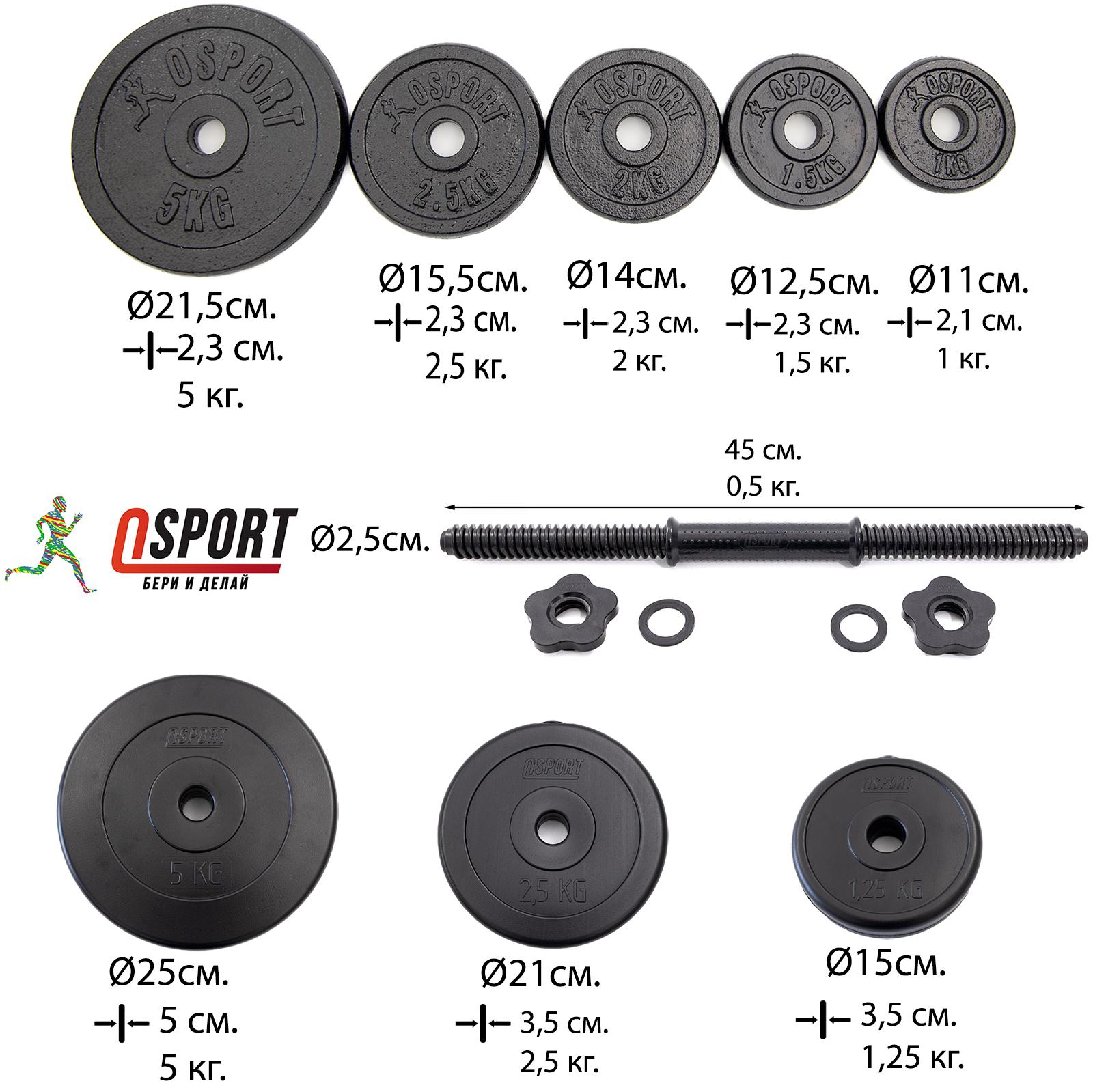 Гантелі набірні-розбірні з регульованою вагою OSPORT Mix 2 шт. по 15,5 кг (OF-0156) - фото 8