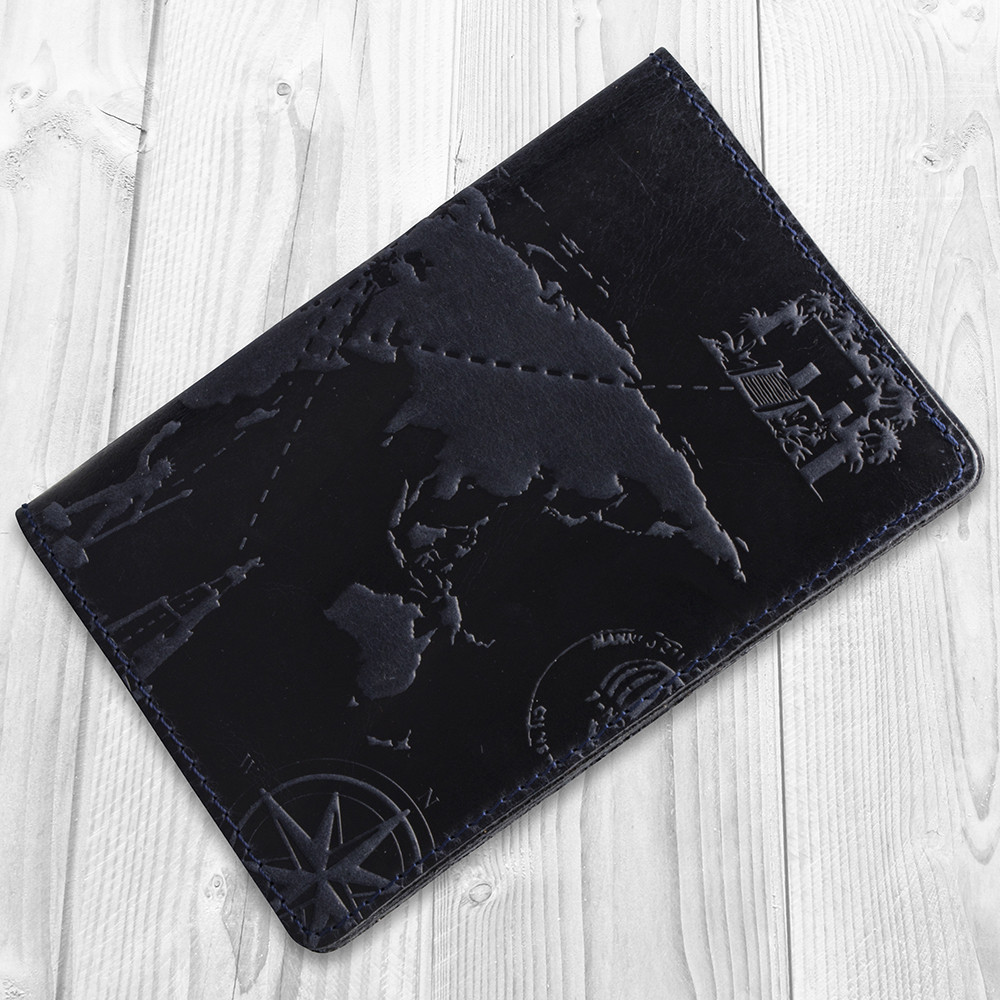 Тревел-кейс 7 Wonders of The World кожаный для документов с вложением ПВХ Синий (AD-01-S19-4013-T002)