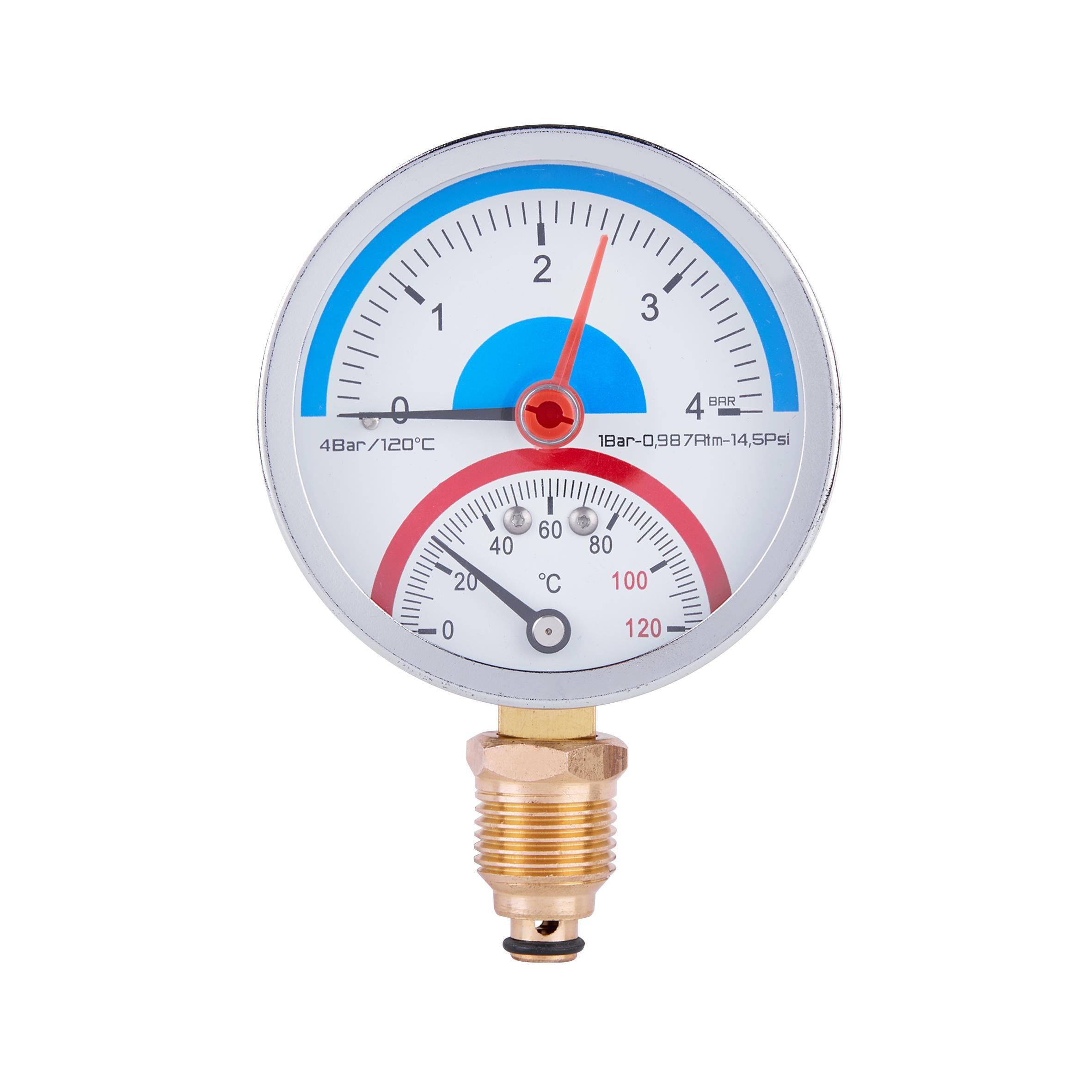 Термоманометр SD Plus SD1724B 80 мм 1/2" нижнее подключение (22354590)