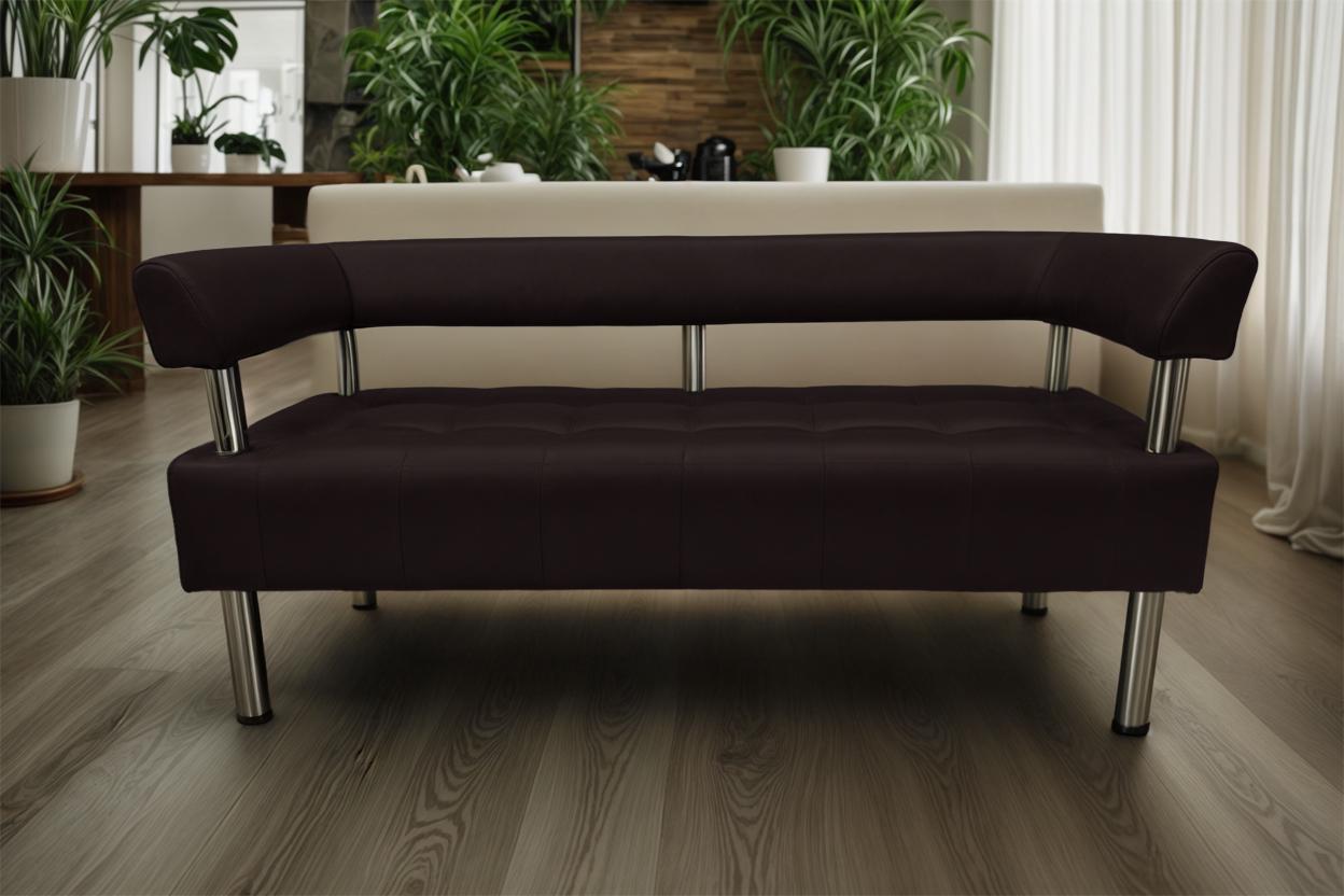 Диван офісний Tobi Sho Комфорт зі спинкою та підлокітниками 1800x530x750 мм шкірозамінник Темний шоколад (22311) - фото 3