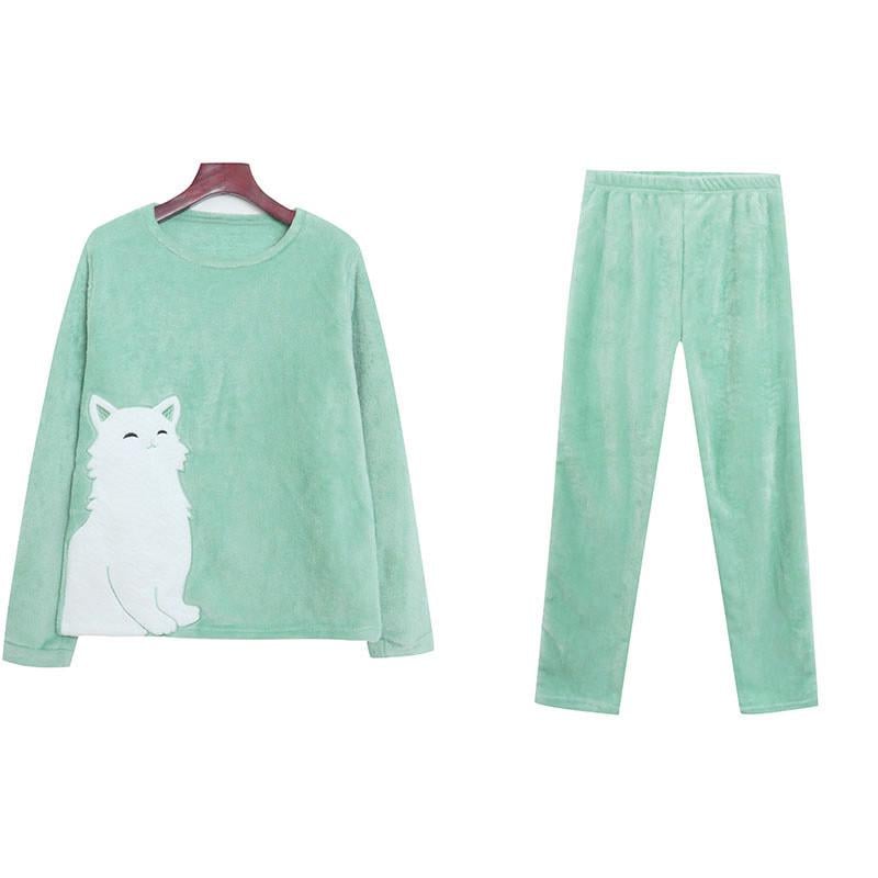 Піжама тепла жіноча Non Stop Suburbia з котиком L Бірюзовий (K7-391-1699)