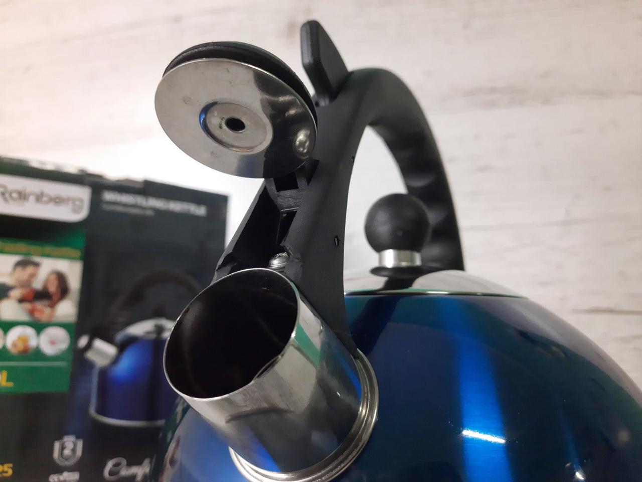 Чайник Rainberg RB-625 із свистком 3 л Синій - фото 10 Чайник Rainberg RB-625 із свистком 3 л Синій - фото 10