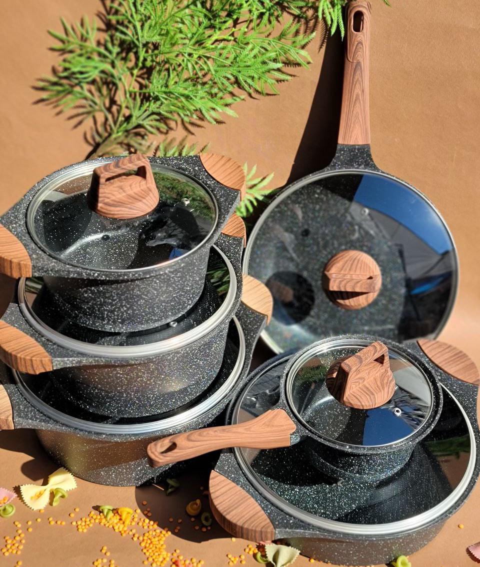 Набор посуды Edenberg с мраморным антипригарным покрытием 12 пр. Черный (EB-12914)