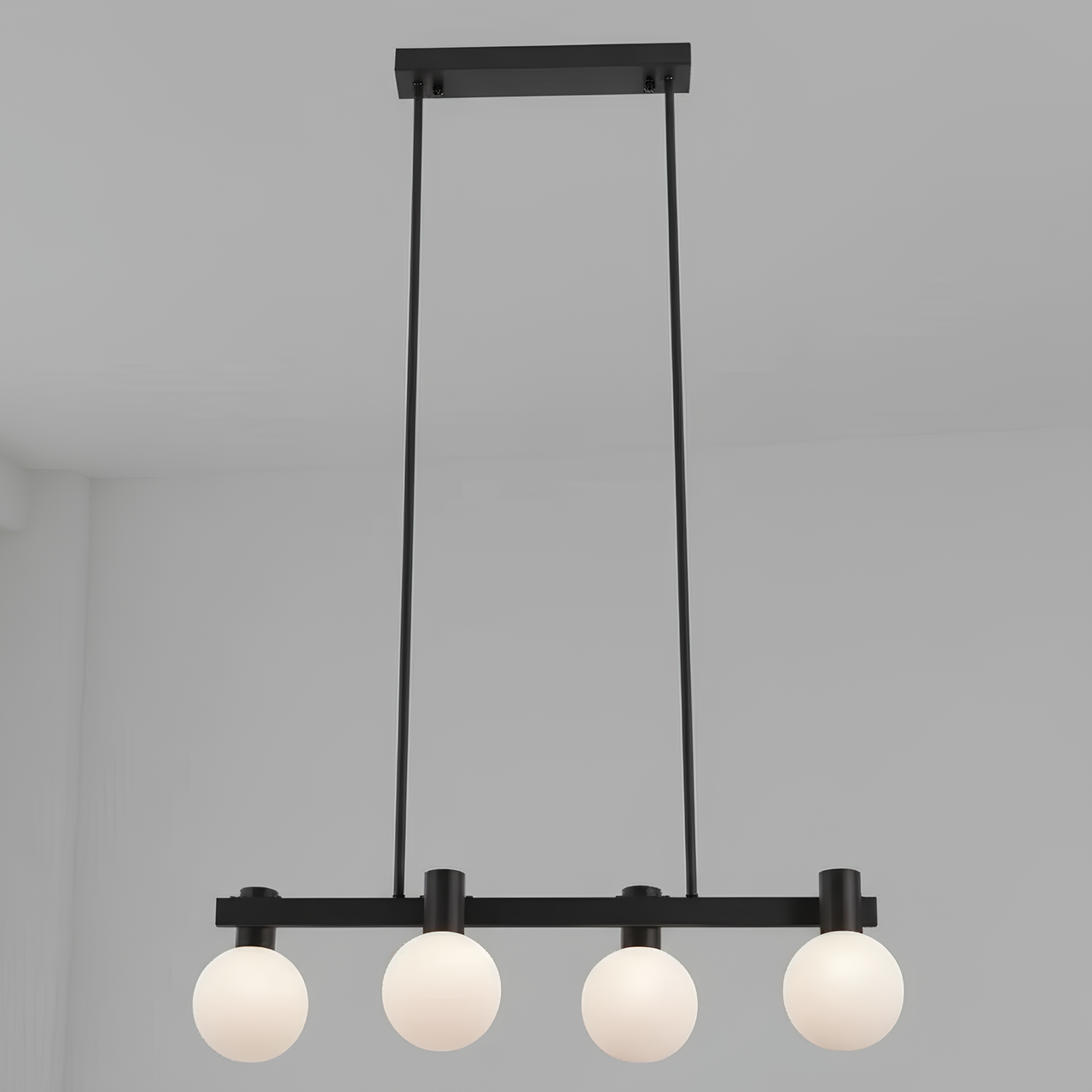 Люстра Valeso на четыре матовых плафона под лампу Е27 Черный/Белый (BC84006-4 BK)