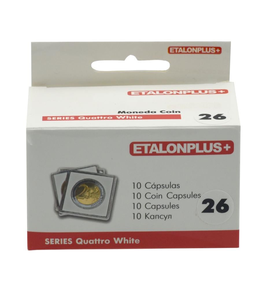 Капсулы квадратные Etalonplus для монет 26 мм 10 шт. 50x50 мм вкладыш Белый (А16674)