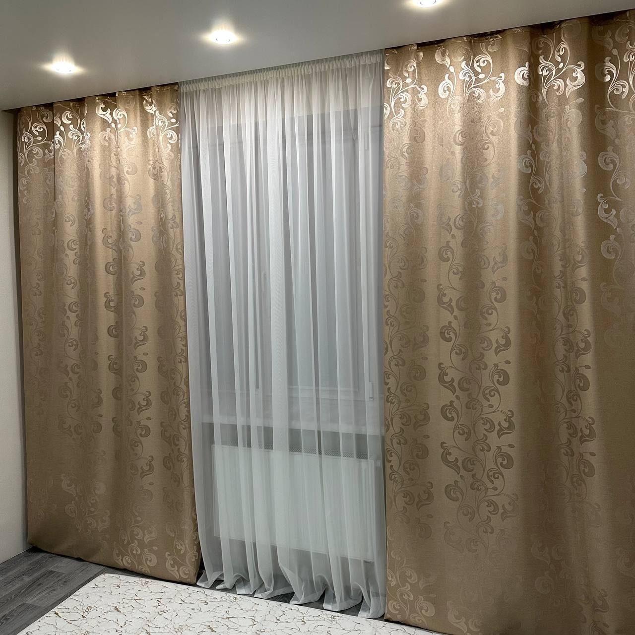 Штори Toscana жаккардові 1,5х2,7 м 2 шт. Бежевий - фото 1 Штори Toscana жаккардові 1,5х2,7 м 2 шт. Бежевий - фото 1