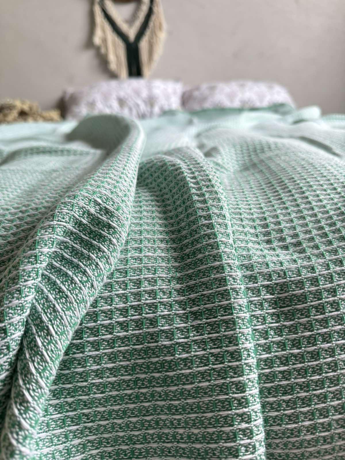 Простирадло вафельне ZEINTEX бавовняне 200х220 см Зелений (26417923) - фото 7 Простирадло вафельне ZEINTEX бавовняне 200х220 см Зелений (26417923) - фото 7