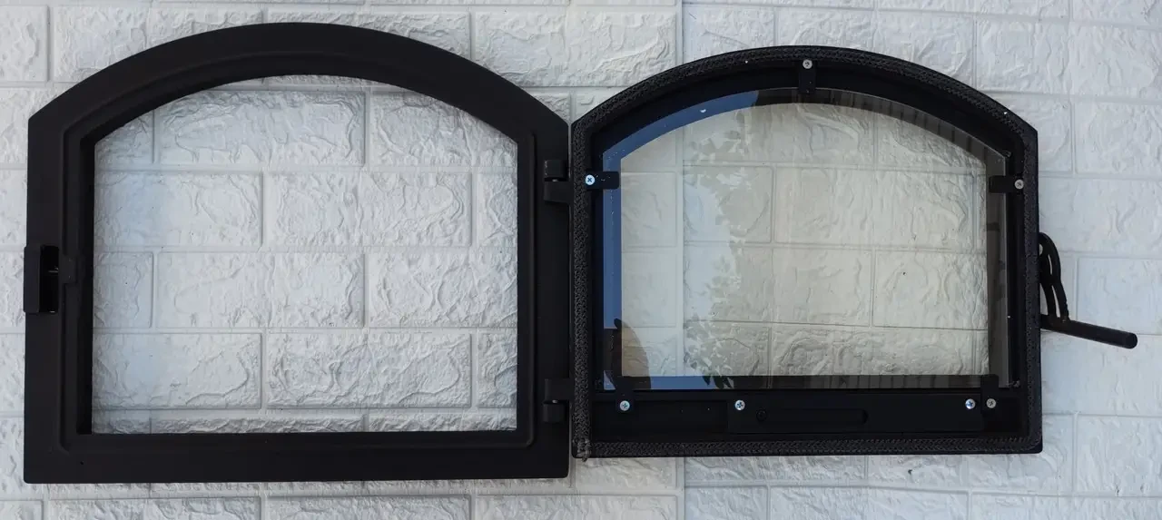Дверки чавунні для каміна з термостійким склом і регулятором піддуву 42х49 см та піддувальні 16x26 см - фото 8