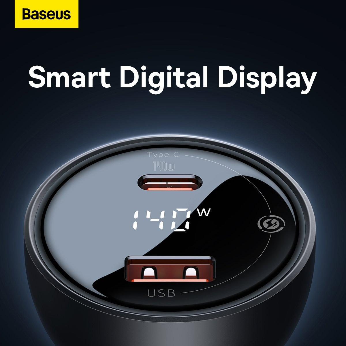 Зарядное устройство автомобильное BASEUS DIGITAL DISPLAY PD3.1 U+C 140W+TYPE-C+TYPE-C 240W - фото 9