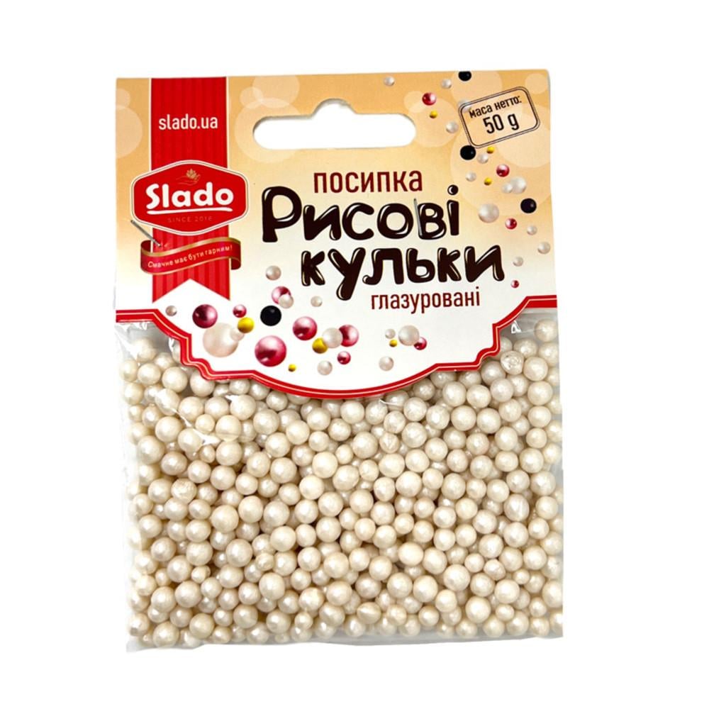 Шарики рисовые глазированные на торт Slado 50 г Белый (2073088243)