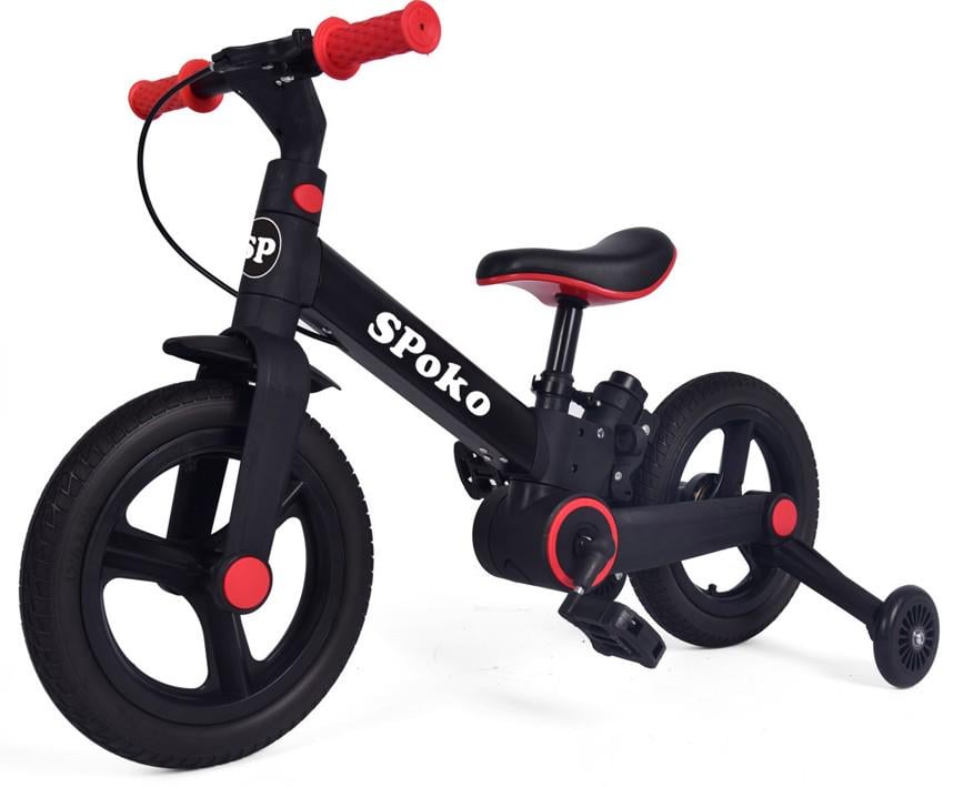 Биговел-велосипед Spoko SP-150 3в1 трасформер с родительской ручкой Черно-красный (6978)