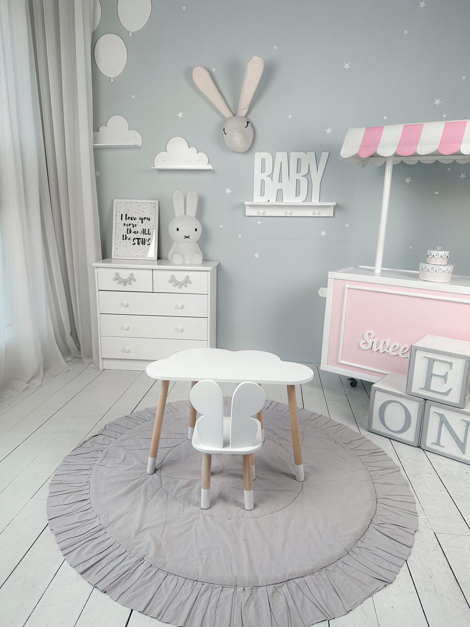 Комплект дитячих меблів Хмарка столик та стілець дерев'яний Білий (П4К-bg-992566) - фото 9 Комплект дитячих меблів Хмарка столик та стілець дерев'яний Білий (П4К-bg-992566) - фото 9