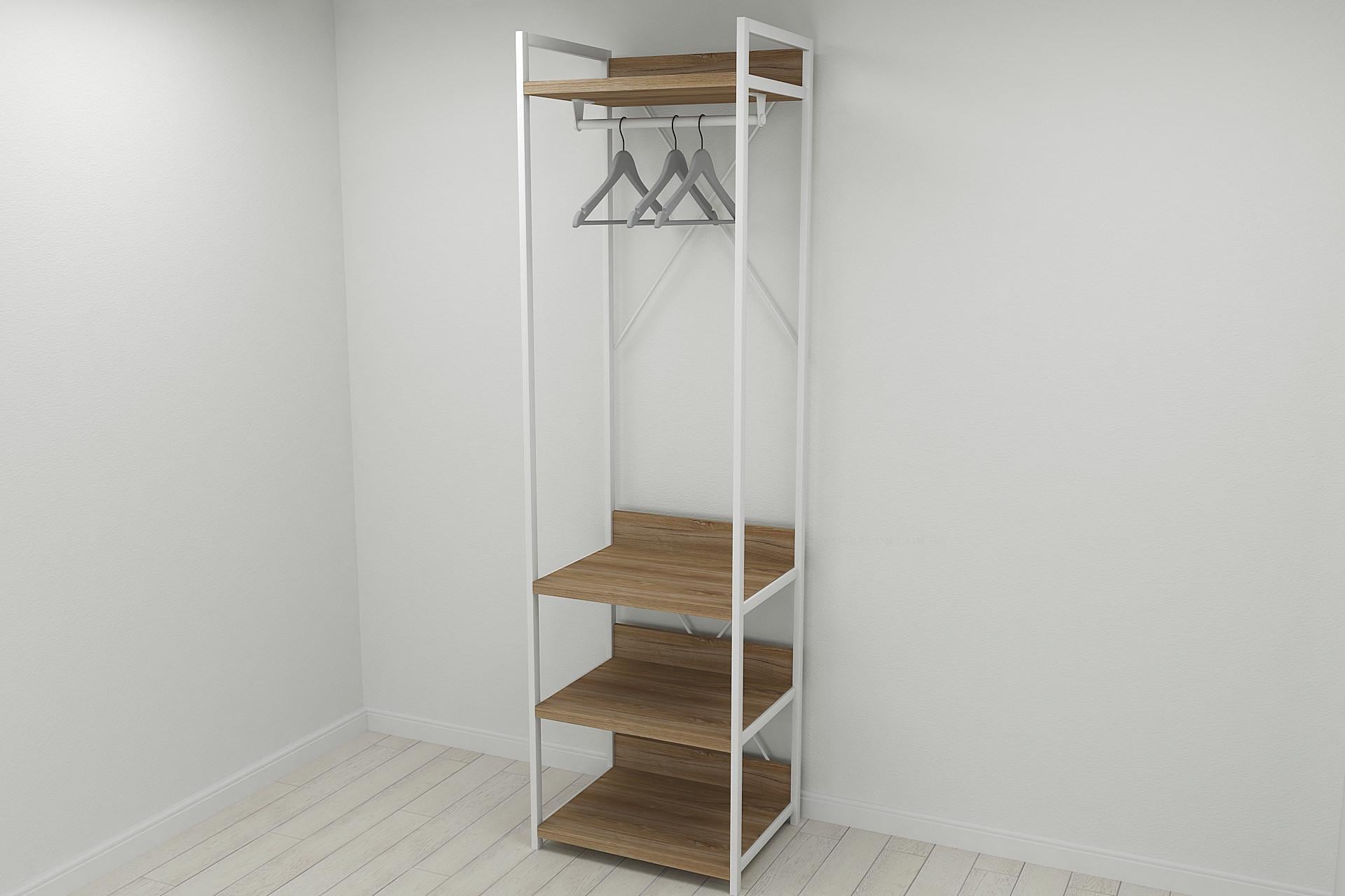 Шкаф гардероб уни секция 3 серии Конект Ferrum-decor 220x60x50 см металл Белый/ДСП Дуб Таверна (SHG062)