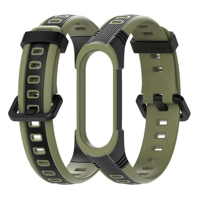 Ремешок для фитнес-браслета Xiaomi Mi Band 5/6/7 Sport 2 Хаки/Черный (1811946220)