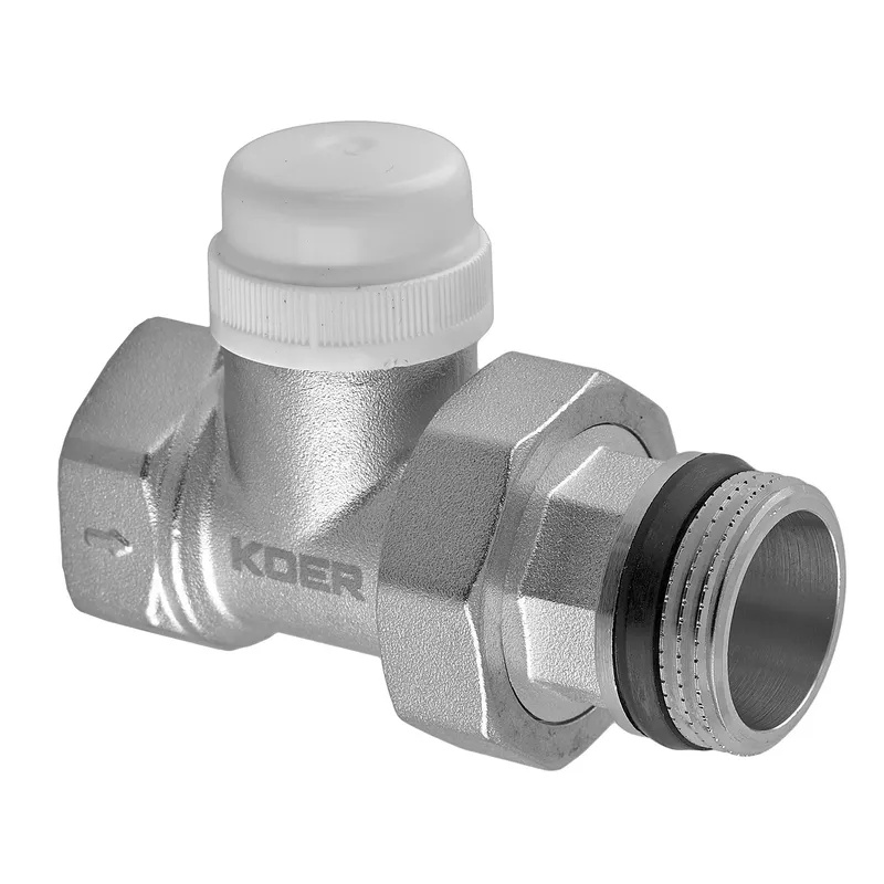 Термостатический радиаторный клапан прямой KOER KR.923-Gi KR5638 1" с американкой Термостатический радиаторный клапан прямой KOER KR.923-Gi KR5638 1" с американкой