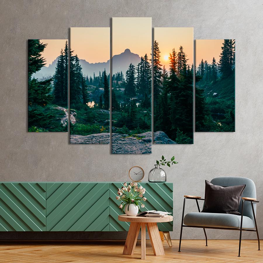 Картина природа Зелёный хвойный лес 187x119 см (A1150-5)