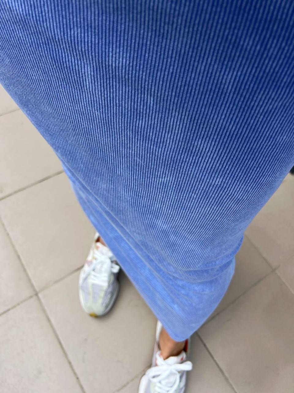 Платье женское MMC 240030 длинное в рубчик OS Голубой (26938707) - фото 2 Платье женское MMC 240030 длинное в рубчик OS Голубой (26938707) - фото 2